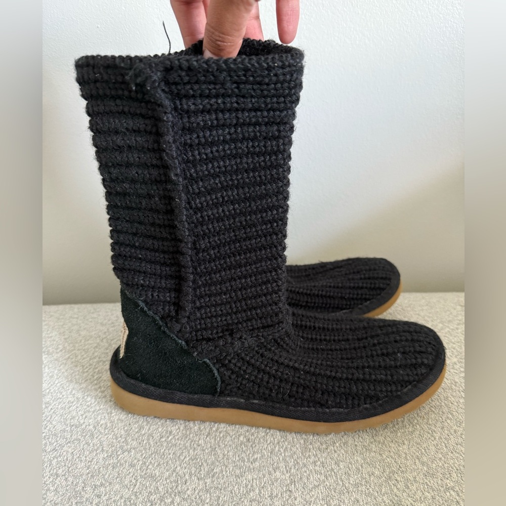 Ugg Australia Boots Knit Black Classic Cardy Womens Sz 6